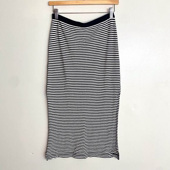 GAP WOMENS CASUAL SLIT MIDI SKIRT BLACK & WHITE STRIPED XS - Picture 6 of 9